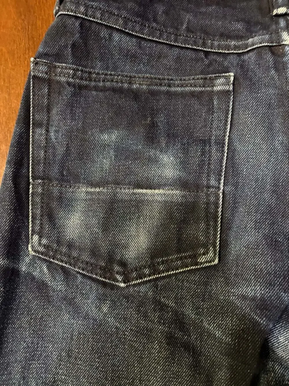 GUSTIN Mens Slim Fit Raw Jeans Size 32x32 California Sewn Dark Wash Selvedge